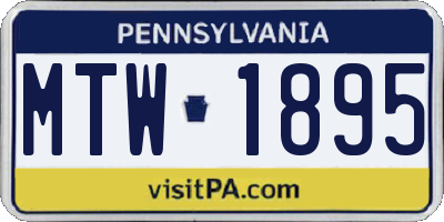 PA license plate MTW1895