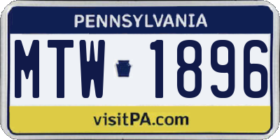PA license plate MTW1896
