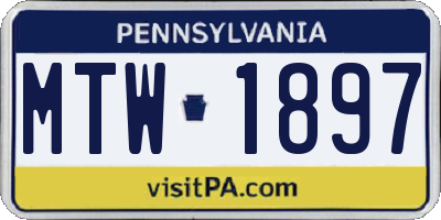 PA license plate MTW1897