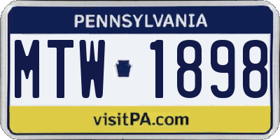 PA license plate MTW1898