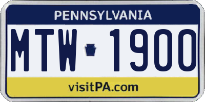 PA license plate MTW1900