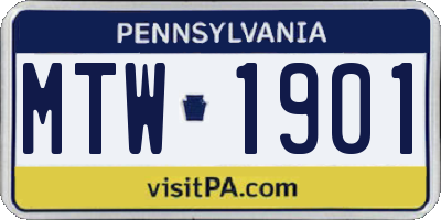 PA license plate MTW1901