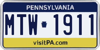PA license plate MTW1911