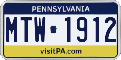 PA license plate MTW1912