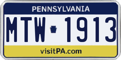 PA license plate MTW1913