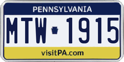 PA license plate MTW1915