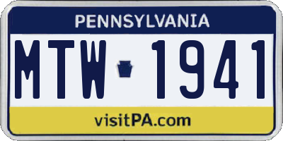 PA license plate MTW1941