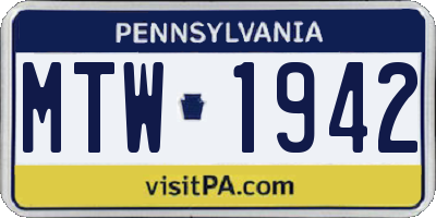 PA license plate MTW1942