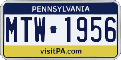 PA license plate MTW1956