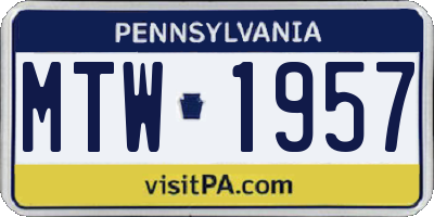 PA license plate MTW1957