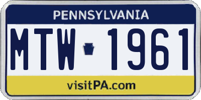 PA license plate MTW1961