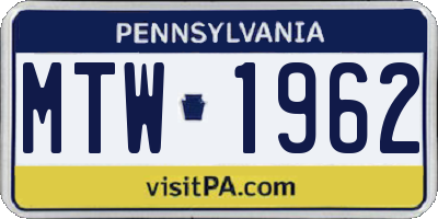 PA license plate MTW1962