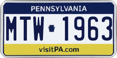 PA license plate MTW1963