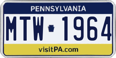PA license plate MTW1964
