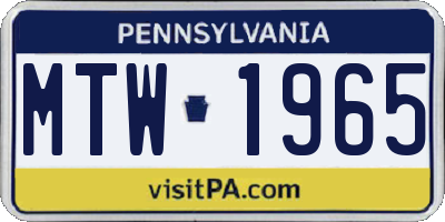 PA license plate MTW1965