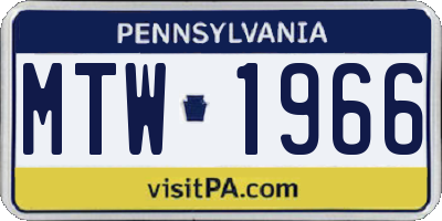 PA license plate MTW1966