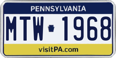PA license plate MTW1968