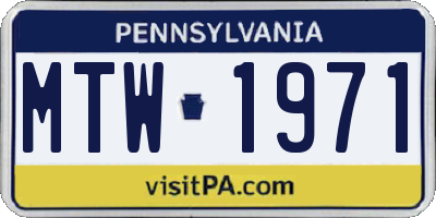 PA license plate MTW1971