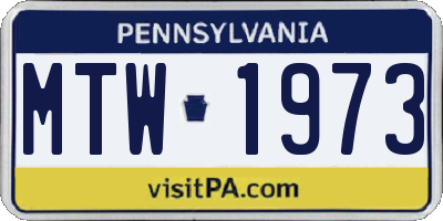 PA license plate MTW1973