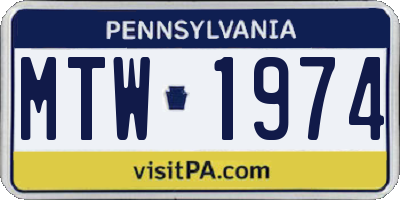 PA license plate MTW1974