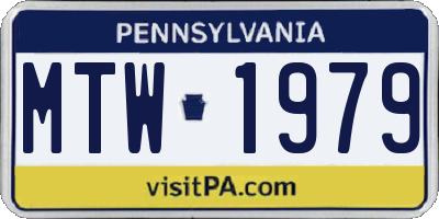 PA license plate MTW1979