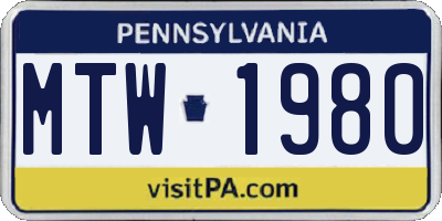 PA license plate MTW1980