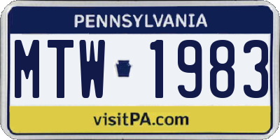 PA license plate MTW1983