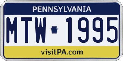 PA license plate MTW1995