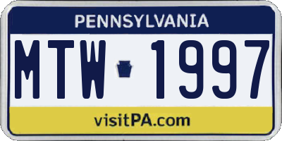 PA license plate MTW1997