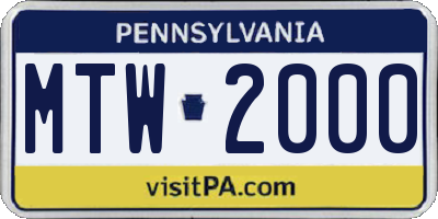 PA license plate MTW2000