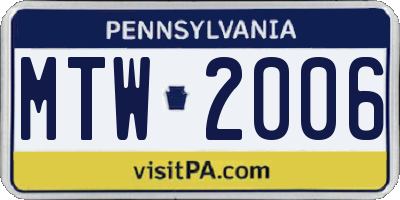 PA license plate MTW2006