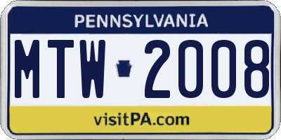 PA license plate MTW2008