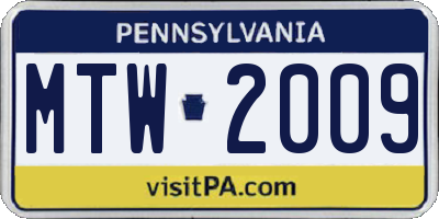 PA license plate MTW2009