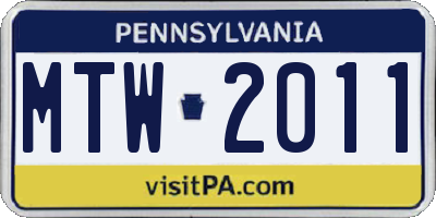 PA license plate MTW2011