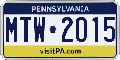 PA license plate MTW2015