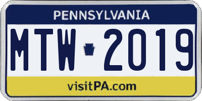 PA license plate MTW2019