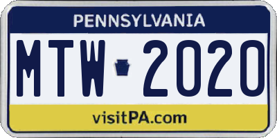 PA license plate MTW2020