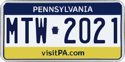 PA license plate MTW2021