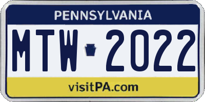 PA license plate MTW2022