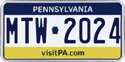 PA license plate MTW2024