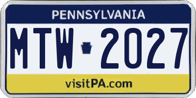 PA license plate MTW2027
