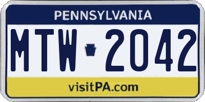 PA license plate MTW2042