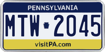 PA license plate MTW2045