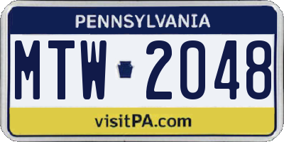 PA license plate MTW2048