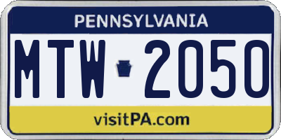 PA license plate MTW2050