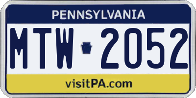 PA license plate MTW2052