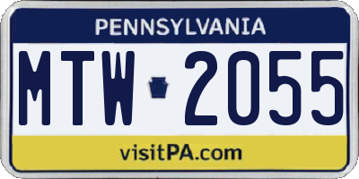 PA license plate MTW2055