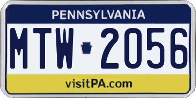 PA license plate MTW2056