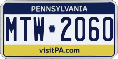 PA license plate MTW2060
