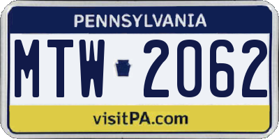 PA license plate MTW2062